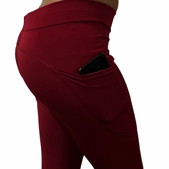 Leggings BLUE Fitness Yoga Casual Mid Waist Skinny w/ Side Pockets Sizes: XS, S - Picture 7 of 10
